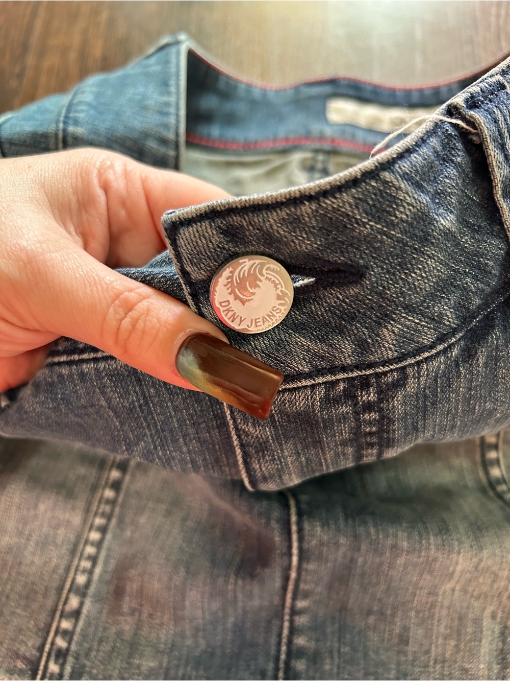 DKNY Blue Denim Flared Mini Skirt - Picture 3 of 5